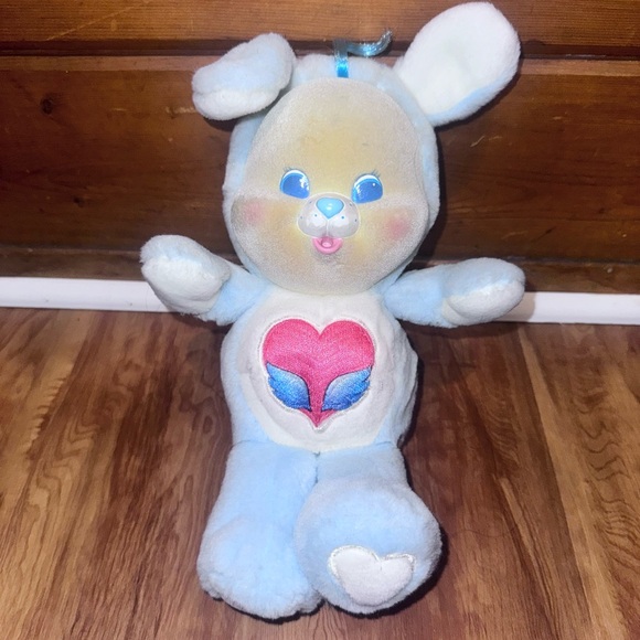 Vintage Care Bear Cousin Cubs 1986 Swift Heart Rabbit Plush 11” Kenner Blue stuf - Picture 1 of 6